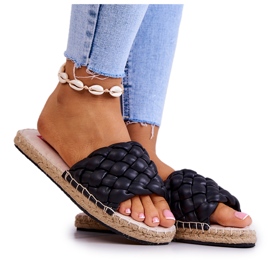 Leather Braided Slippers Big Star JJ274919 Black