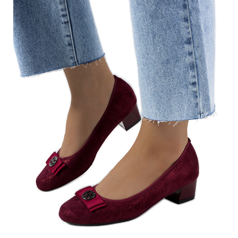 Shiny maroon pumps from Baten red