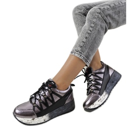 Gray metallic ballard sneakers silver