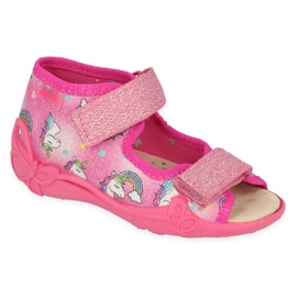 Befado children's slippers with leather insert 342P043 pink