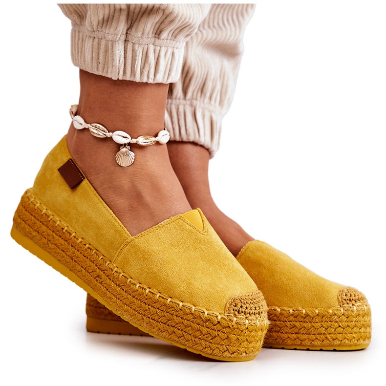 Inna Lesley Yellow Suede Slip On Espadrilles