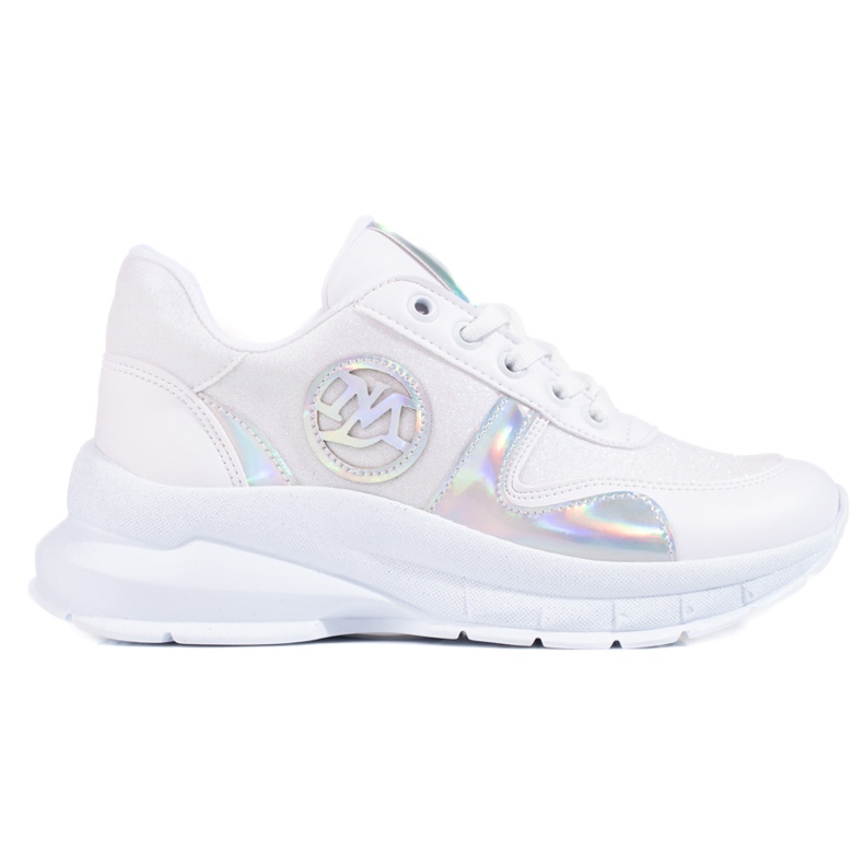 TRENDI Sneakers With Glitter white silver