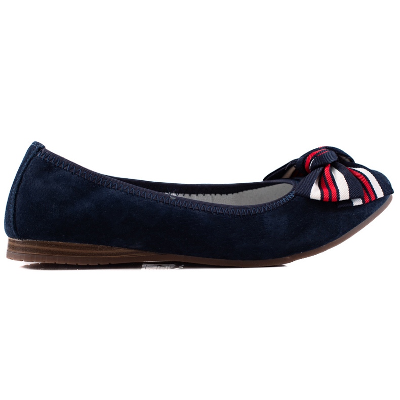 Filippo Leather Ballerina With A Bow navy blue
