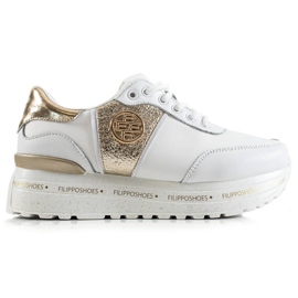 Filippo Fashionable Leather Sneakers white golden Filippo Fashionable Leather Sneakers white golden
