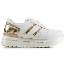 Filippo White Leather Sneakers golden Filippo White Leather Sneakers golden