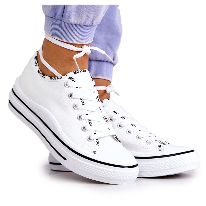 S.Barski Women's White Menifee tied sneakers