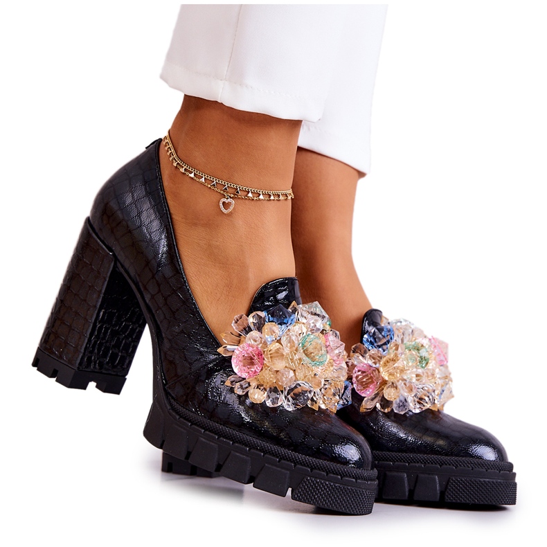 PA2 Elegant Pumps With Black Caterine Snakes Ornament