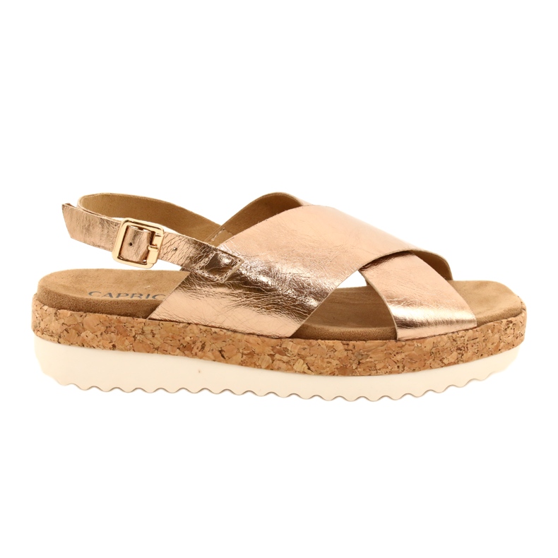 Caprice women's leather sandals on the platform 9-28712 933 pink-gold golden Caprice women's leather sandals on the platform 9-28712 933 pink-gold golden