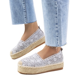Gray lace espadrilles on the Akker platform grey