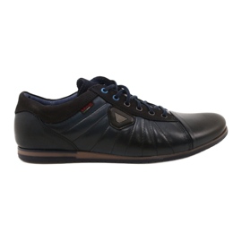 Lemar Men's leather shoes 1615 navy blue