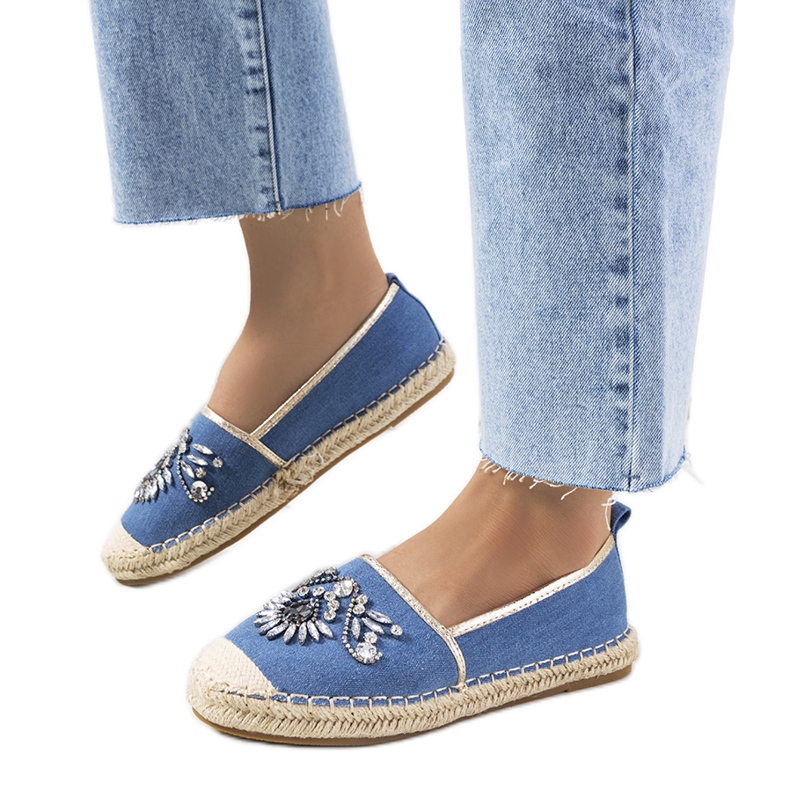 Blue espadrilles with Block cubic zirconia