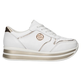 Leather Sneakers Filippo DP3682 / 22 WH white golden