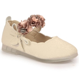 Velcro ballerinas with flowers Vinceza Jr JAN99A beige Velcro ballerinas with flowers Vinceza Jr JAN99A beige