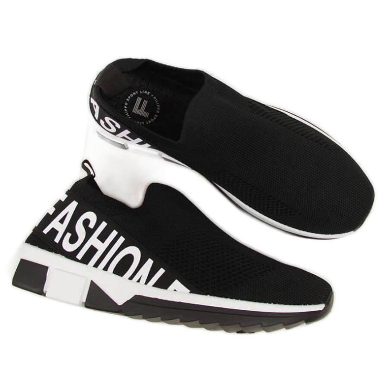 Black sports shoes slip on Filippo W PAW224A