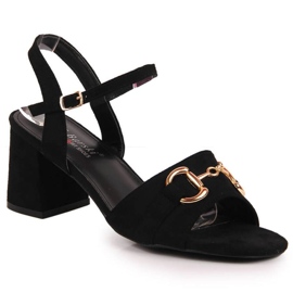 Sandals on the post with decoration S. Bararski W OLI158A black