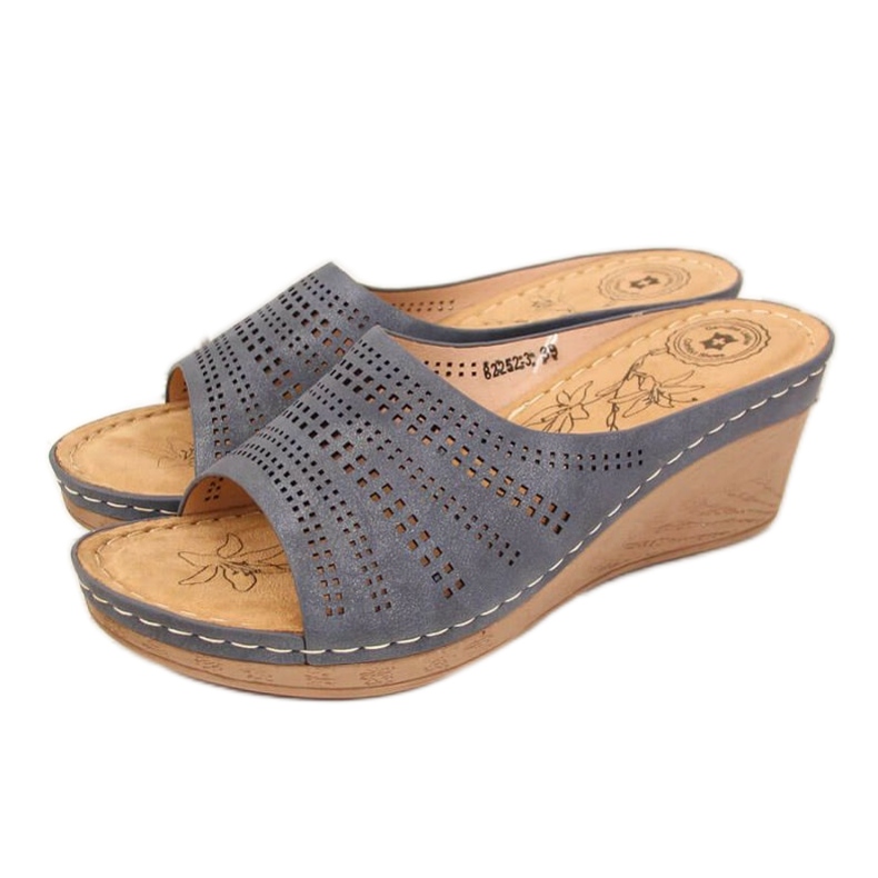 Openwork wedge slippers Jezzi W JEZ288A navy blue