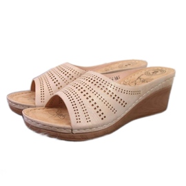 Openwork wedge slippers Jezzi W JEZ288B golden