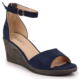 Wedge sandals Vinceza W JAN104A navy blue