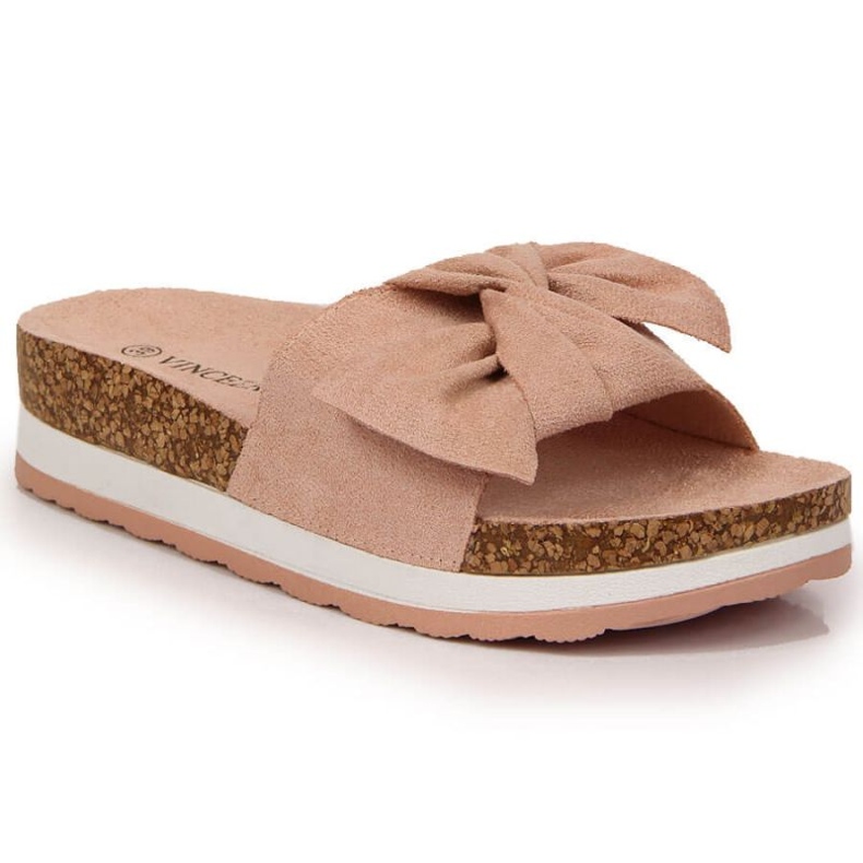 Slippers with a Vinceza W JAN112B platform bow pink
