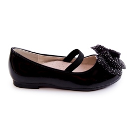 S.Barski Children's lacquered ballerinas with a bow Black Zolly