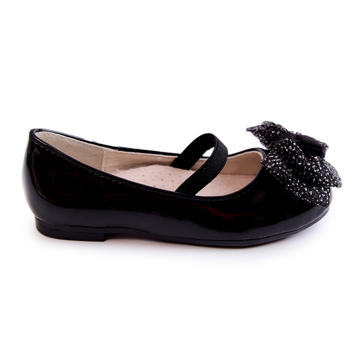 S.Barski Children's lacquered ballerinas with a bow Black Zolly