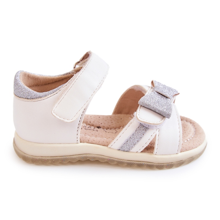 S.Barski Children's Leather Sandals With Velcro White Lolly