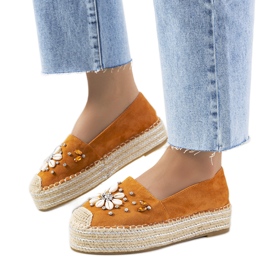 Brown espadrilles on the thick sole of Mrs Nicki yellow