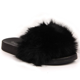 Black Vinceza W JAN97A fur slippers