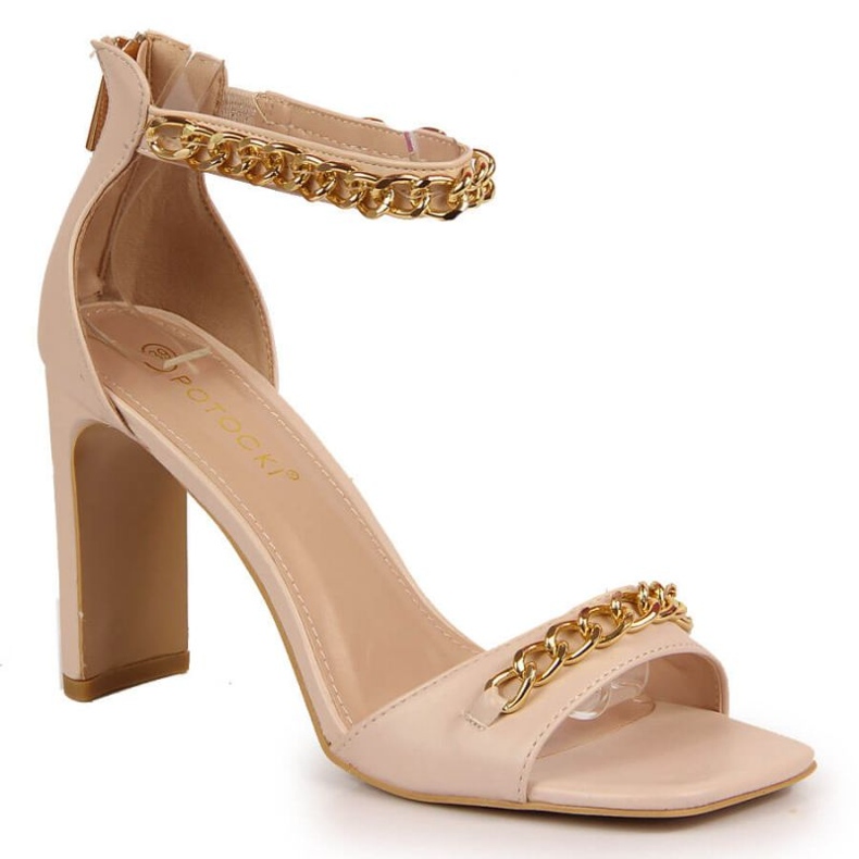 Sandals on a post with a chain Potocki W WOL70B beige