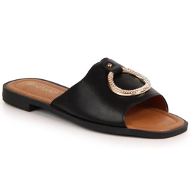 Black slippers with decoration Potocki W WOL74A