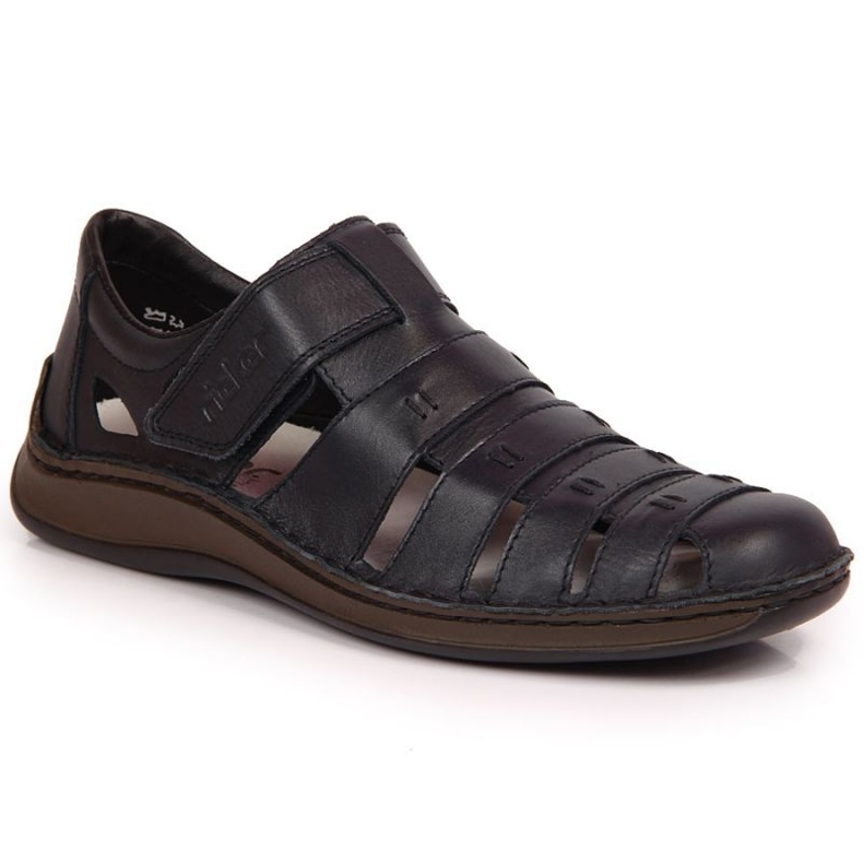 Leather shoes with velcro Rieker M RKR520 black