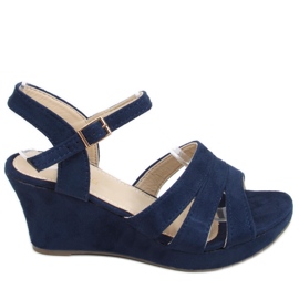 Nirali Navy wedge sandals navy blue