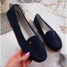 Suede leather loafers Filippo W PAW201D navy blue