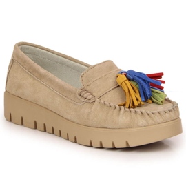 Leather loafers with fringes Filippo W PAW327A beige