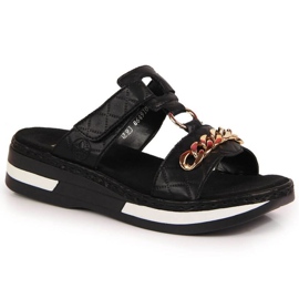 Black Rieker W RKR515 slippers with chain