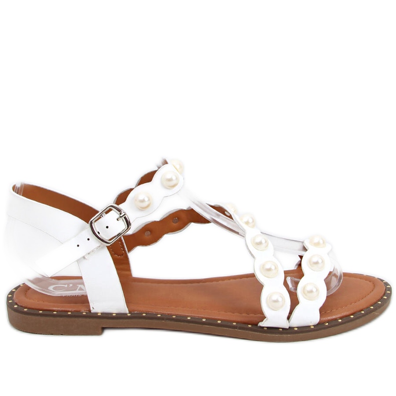 Sandals with pearls Zarina White