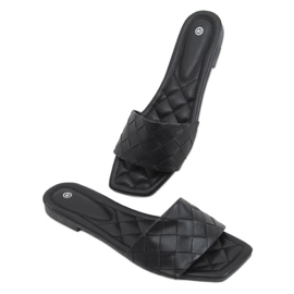 Sahar Black square-sole slippers