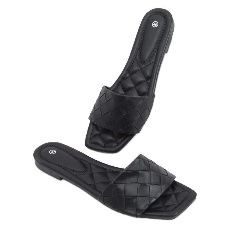 Sahar Black square-sole slippers