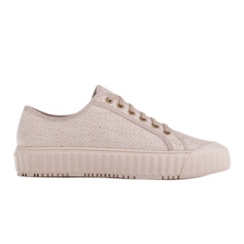 Marco Shoes Fabric sneakers with gold thread beige Marco Shoes Fabric sneakers with gold thread beige