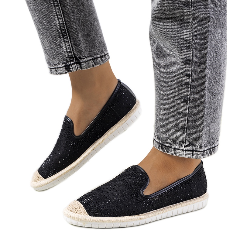 Black espadrilles with Punter cubic zirconia