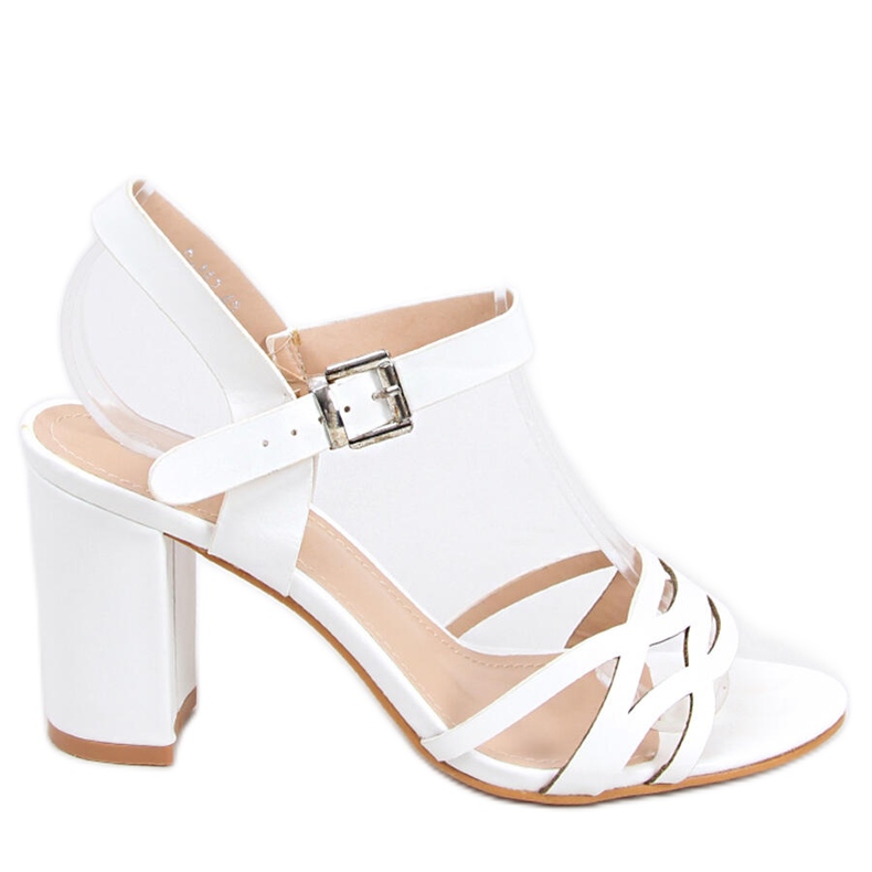 Rania White high-heeled sandals