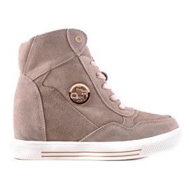 Filippo Leather wedge sneakers beige