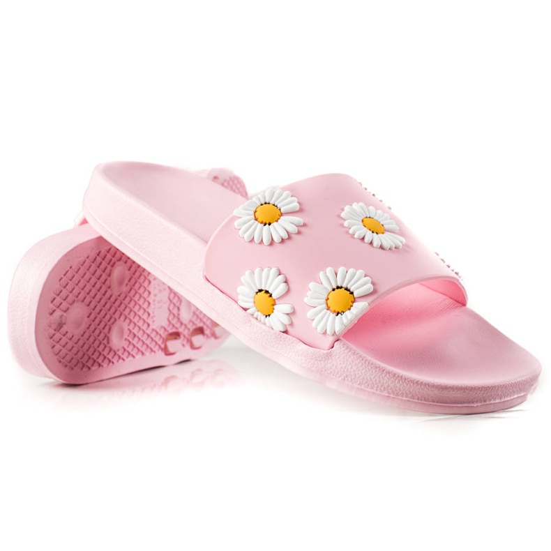 TRENDI Pink Slippers With Daisies TRENDI Pink Slippers With Daisies