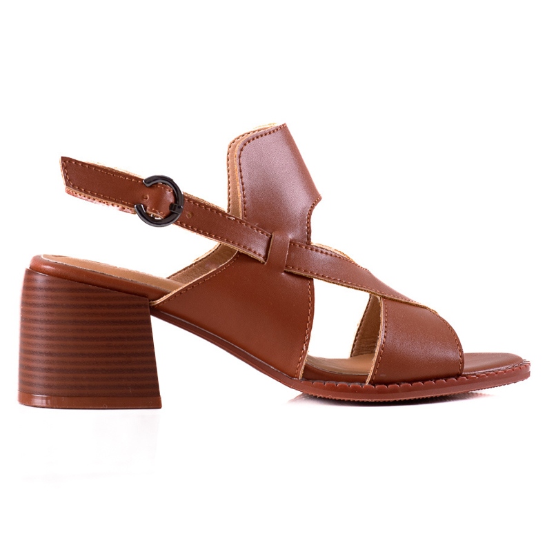 Leather high-heeled sandals LA.FI brown