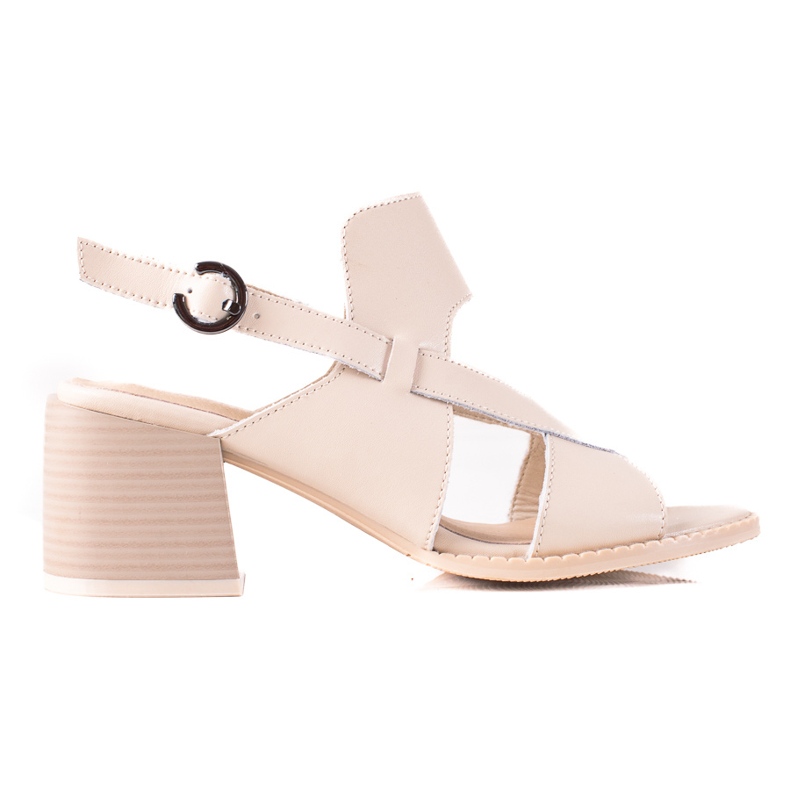 Leather high-heeled sandals LA.FI beige