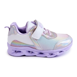 PE1 Children's Leather Sports Shoes White-Violet Loopsy purple