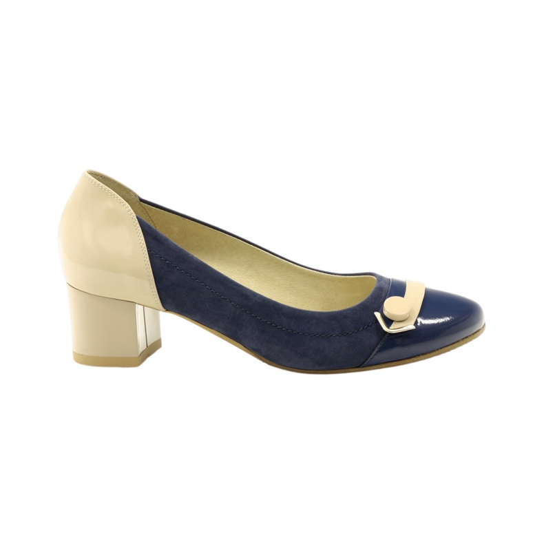 Pumps for women button Edeo 1900 navy blue brown