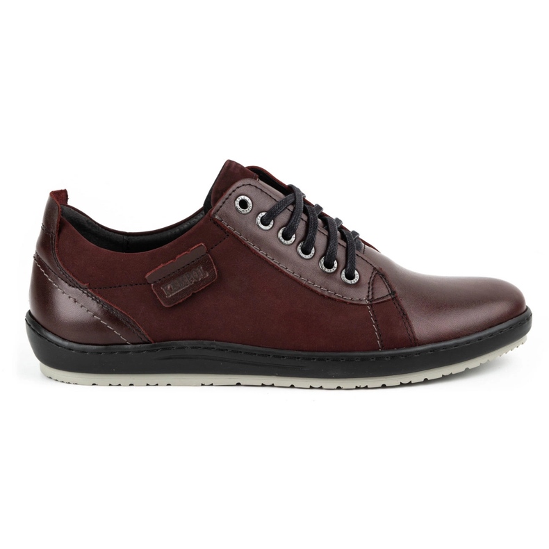 Kampol Men's casual leather shoes 61KAM burgundy red