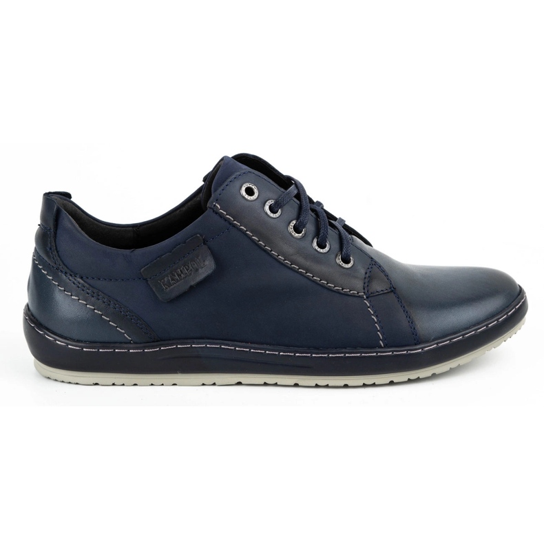 Kampol Men's casual leather shoes 61KAM navy blue Kampol Men's casual leather shoes 61KAM navy blue