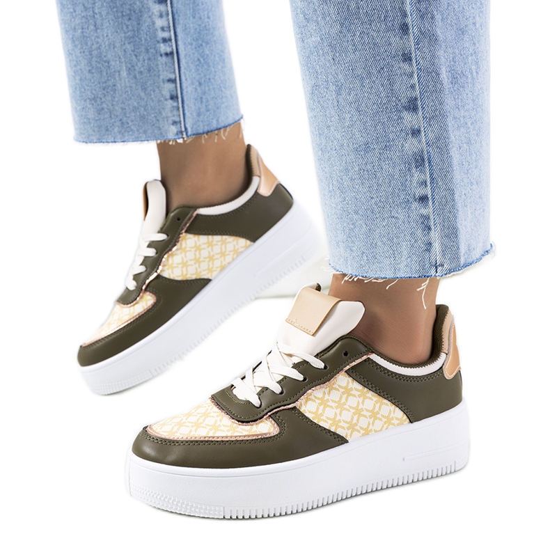 Green women's Manal sneakers beige khaki